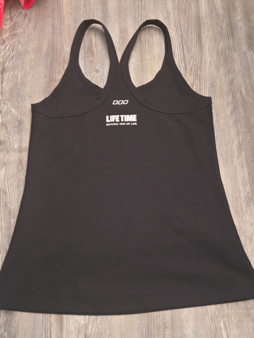 Lorna Jane Black Racerback Tank with White Logo